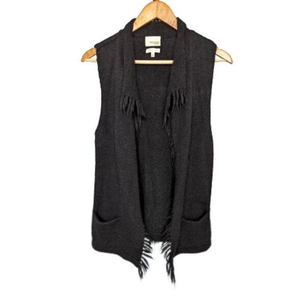 NWOT Wilfred Free Black Fei Fei Fringe Open Vest - Alpaca Blend - No Belt - Picture 1 of 10